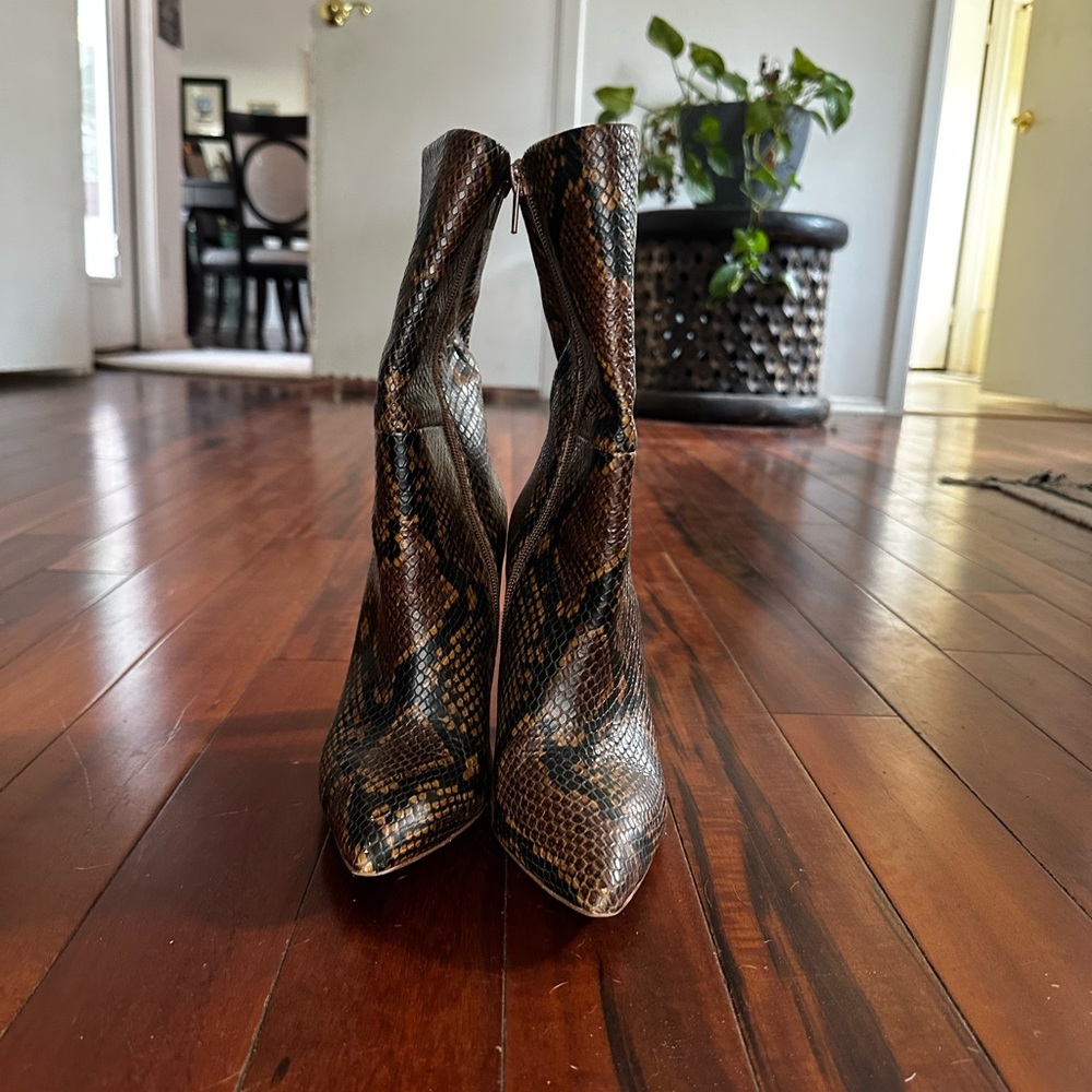 Aldo Brown Snakeskin Heeled Boots